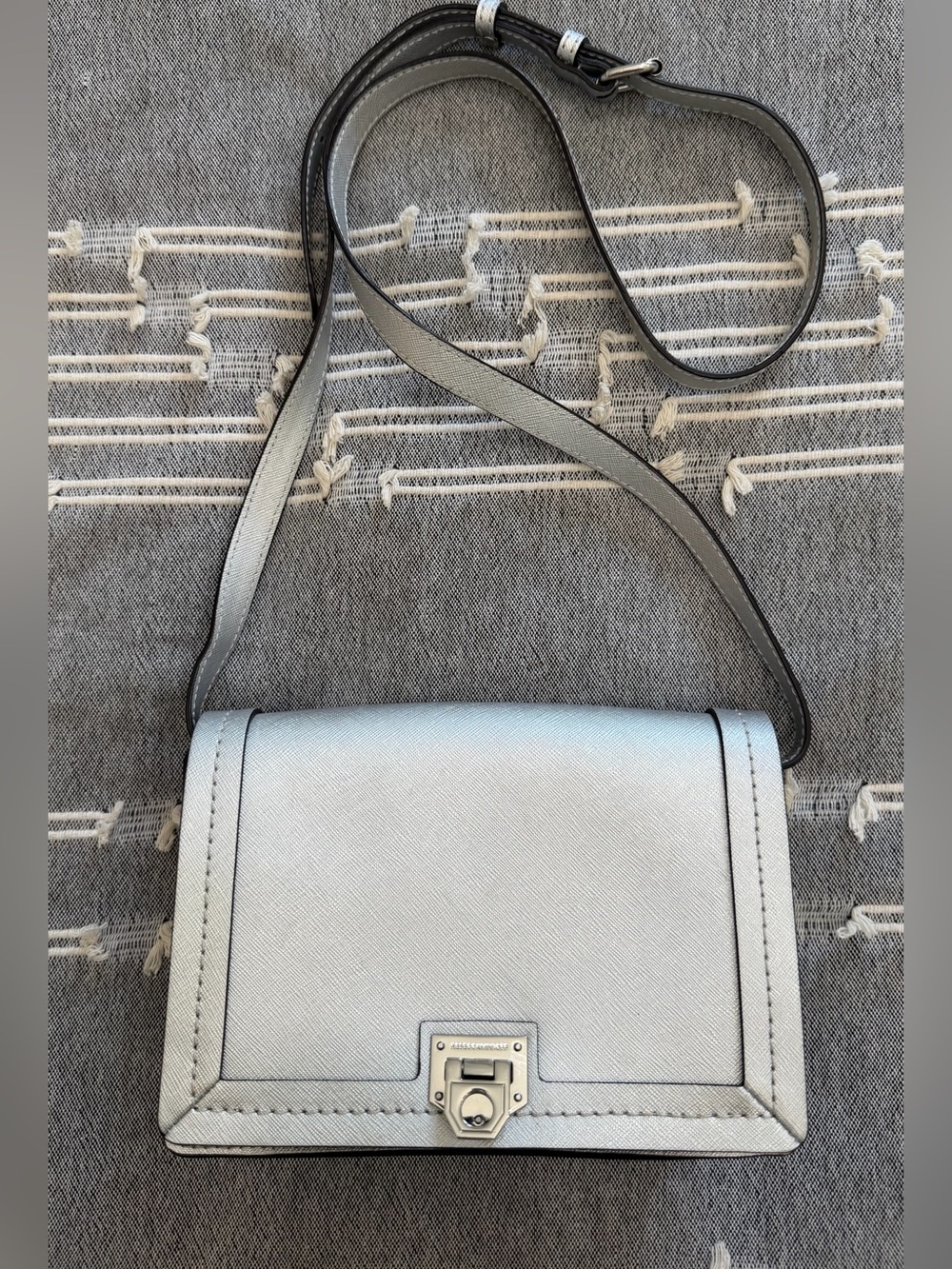 Rebecca Minkoff Silver Saffiano Madison Crossbody Bag